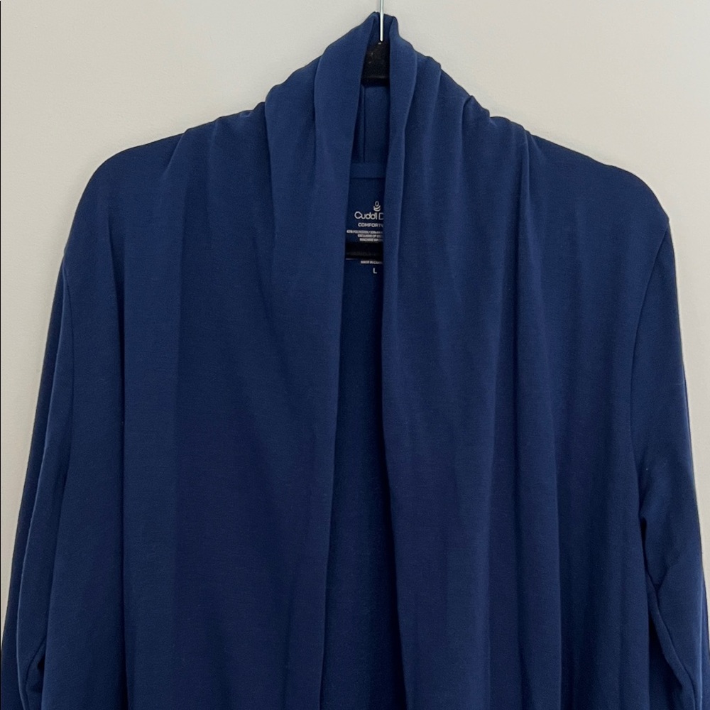 cuddl duds comfortwear navy cardigan with pockets size large